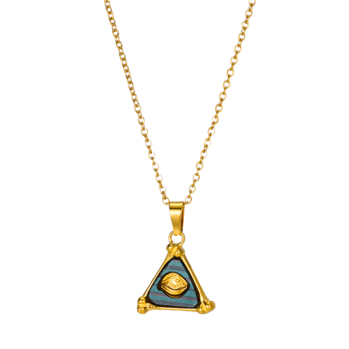Mystic Eye Gold Triangle Pendant Necklace