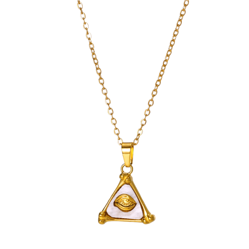 Mystic Eye Gold Triangle Pendant Necklace