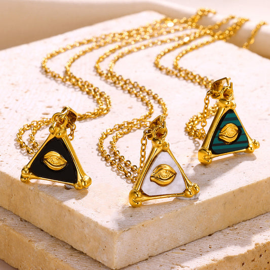 Mystic Eye Gold Triangle Pendant Necklace