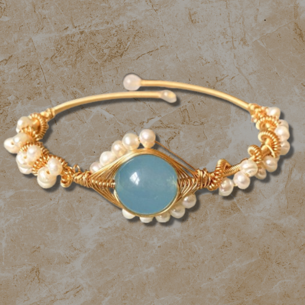 Celeste Blue Pearl Cuff