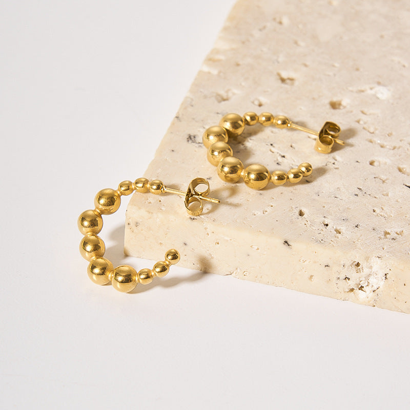 Stainless Design U-shaped Steel Ball Earrings