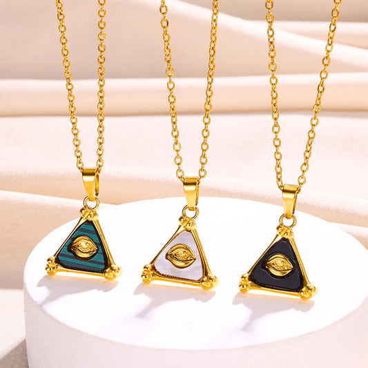 Mystic Eye Gold Triangle Pendant Necklace