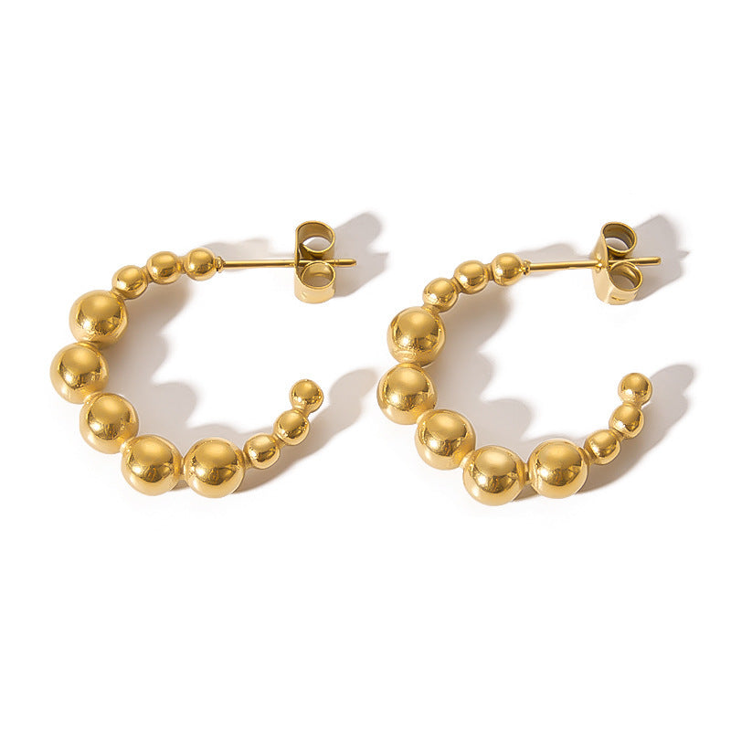 Stainless Design U-shaped Steel Ball Earrings