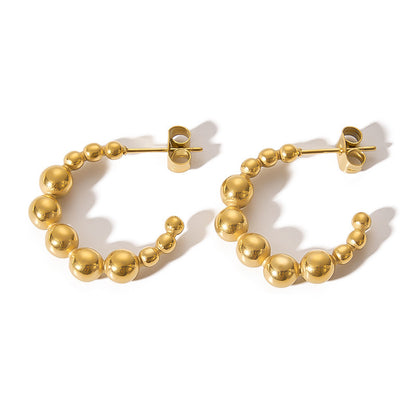Stainless Design U-shaped Steel Ball Earrings