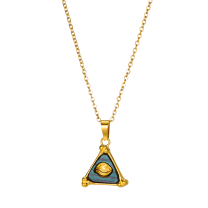 Mystic Eye Gold Triangle Pendant Necklace