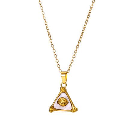 Mystic Eye Gold Triangle Pendant Necklace