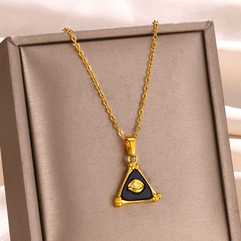 Mystic Eye Gold Triangle Pendant Necklace