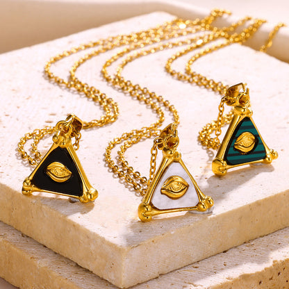 Mystic Eye Gold Triangle Pendant Necklace