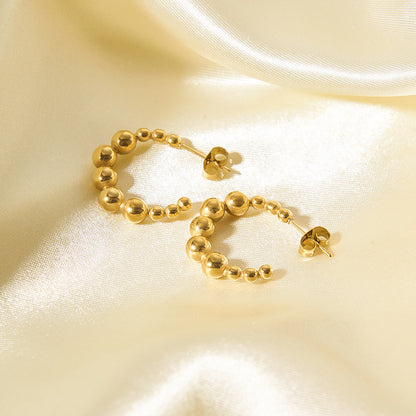 Stainless Design U-shaped Steel Ball Earrings