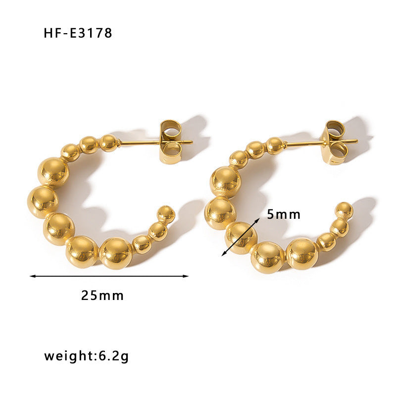 Stainless Design U-shaped Steel Ball Earrings
