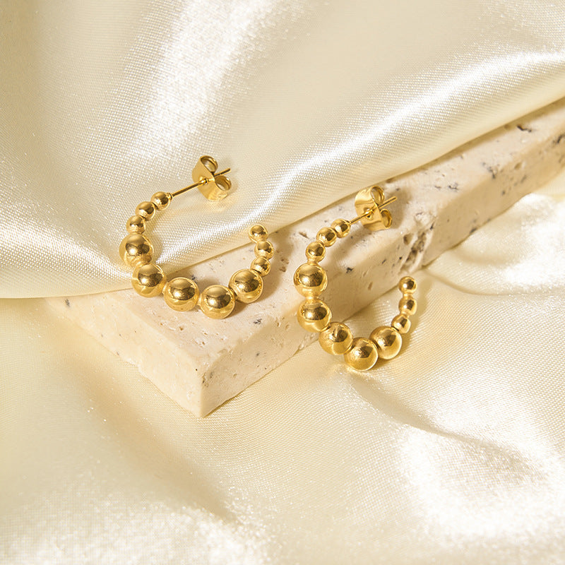 Stainless Design U-shaped Steel Ball Earrings