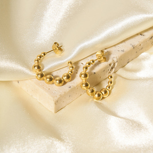 Stainless Design U-shaped Steel Ball Earrings