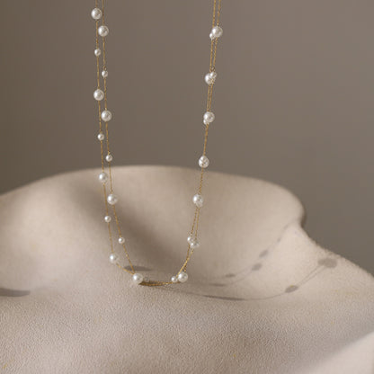 Minimalist Double-Layer Pearl Choker Necklace