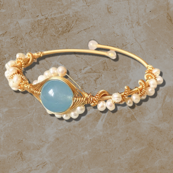 Celeste Blue Pearl Cuff