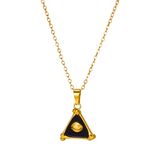 Mystic Eye Gold Triangle Pendant Necklace