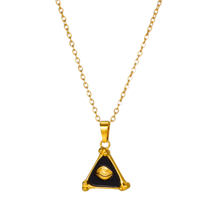 Mystic Eye Gold Triangle Pendant Necklace