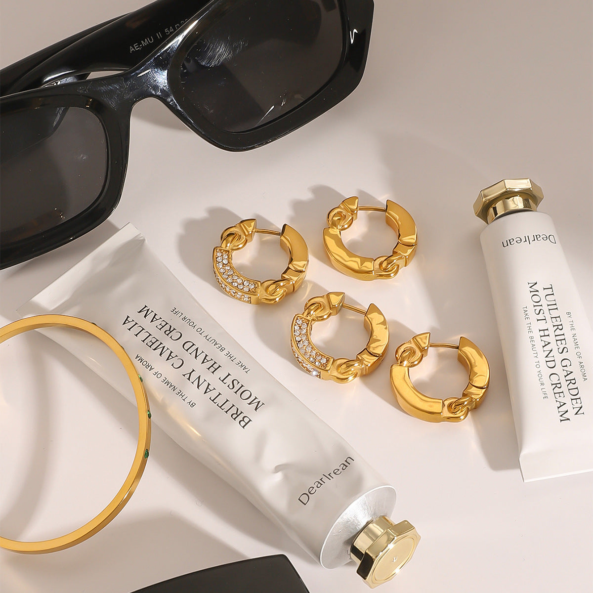 Stainless Steel Diamond Geometric Earrings