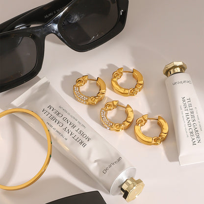 Stainless Steel Diamond Geometric Earrings