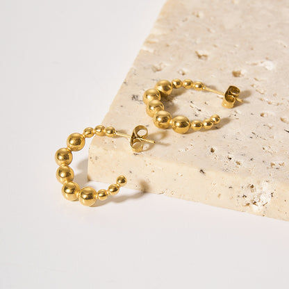 Stainless Design U-shaped Steel Ball Earrings