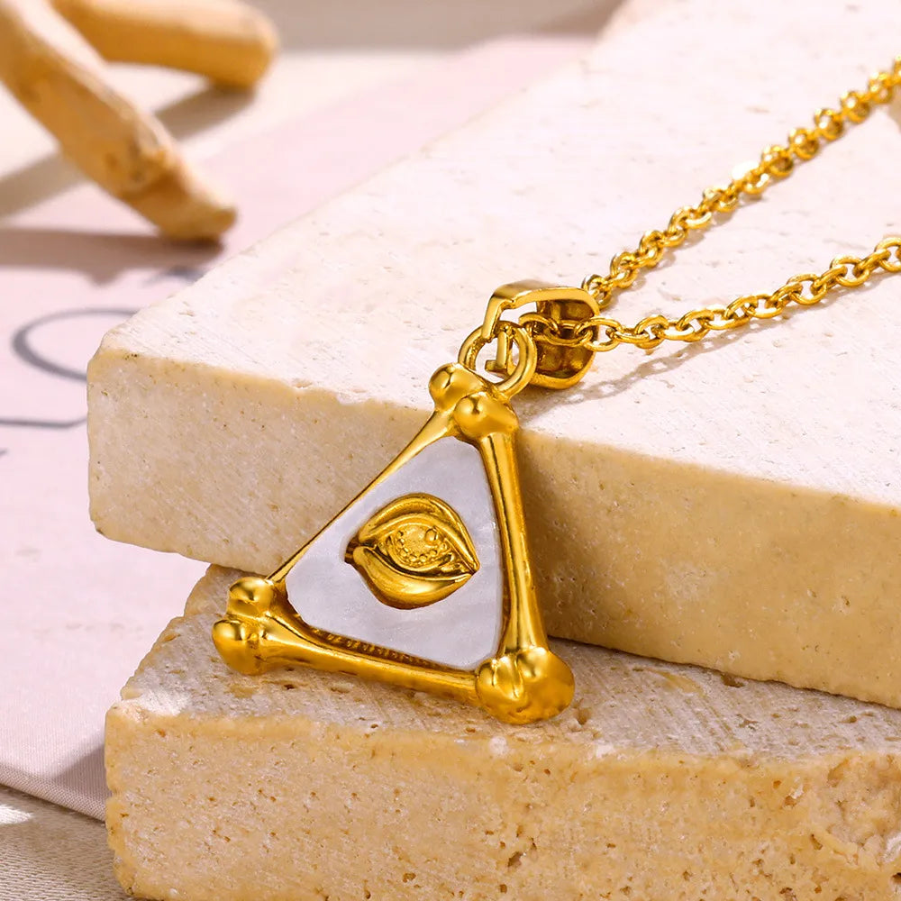 Mystic Eye Gold Triangle Pendant Necklace