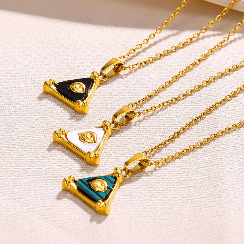 Mystic Eye Gold Triangle Pendant Necklace